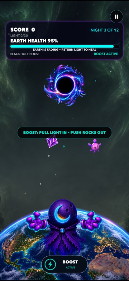 Moon Mimic: catch glowing gems in a moonlit world